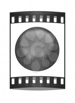 Gold Ball 3d render on a white background. The film strip
