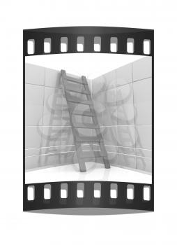 Reflective wall and stairs. The film strip