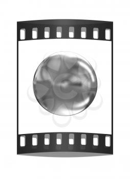 Golden Shiny button isolated on white background. The film strip