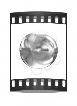 Chrome Ball 3d render on a white background. The film strip
