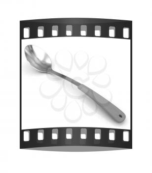 Long spoon on a white background. The film strip