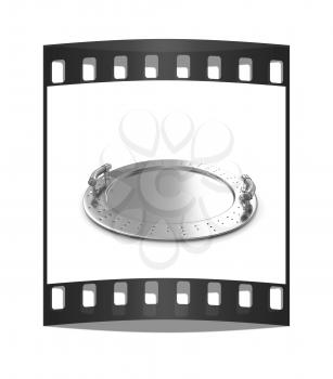Gold salver on a white background. The film strip