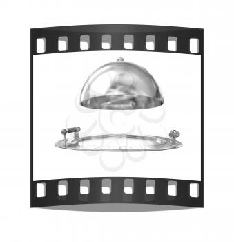 Restaurant cloche isolated on white background. The film strip