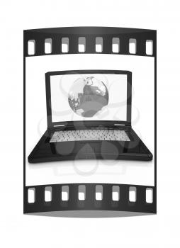 Computer Network Online concept on a white background. The film strip
