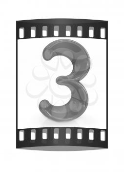 Number 3- three on white background. The film strip