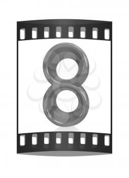 Number 8- eight on white background. The film strip
