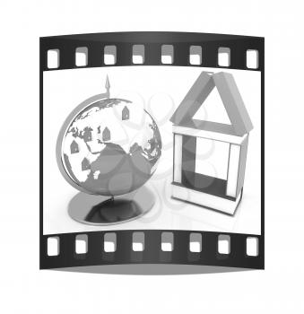 Business concept. Globally. On a white background. The film strip
