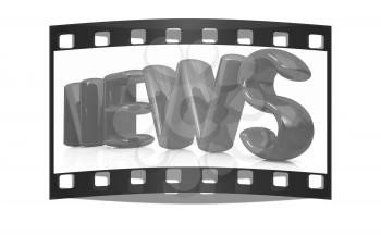 3D text news on a white background. The film strip