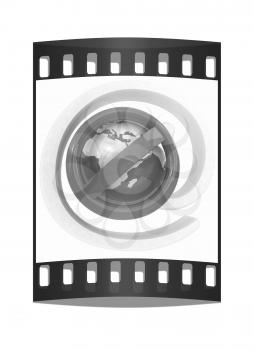 Global e-mail protection with prohibition of spam on a white background. The film strip