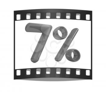 3d red 7 - seven percent on a white background. The film strip