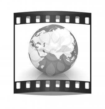 Earth on a white background. The film strip