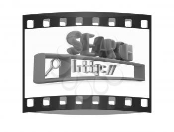 3d internet search string.Business and technology on a white background. The film strip