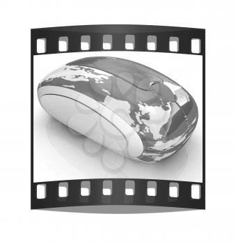 Globe Earth On line on a white background. The film strip