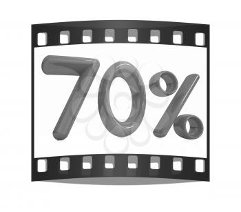 3d red 70 - Seventy percent on a white background. The film strip