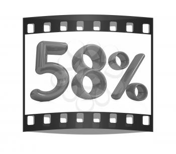 3d red 58 - fifty eight percent on a white background. The film strip