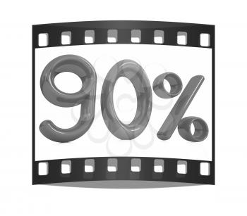 3d red 90 - ninety percent on a white background. The film strip
