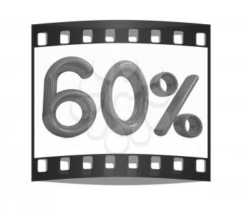 3d red 60 - sixty percent on a white background. The film strip