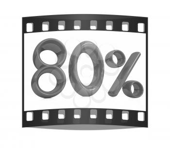 3d red 80 - eighty percent on a white background. The film strip