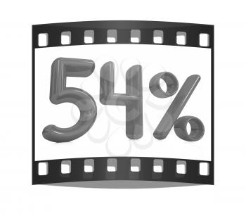 3d red 54 - fifty four percent on a white background. The film strip