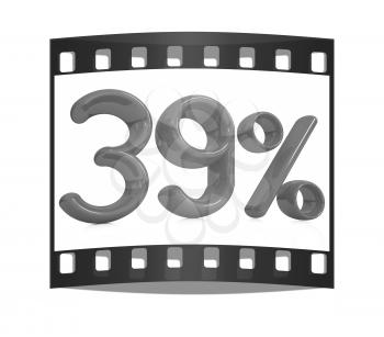 3d red 39 - thirty nine percent on a white background. The film strip