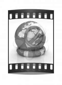 Earth on a lifeline.concept of protection. The film strip