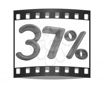 3d red 37 - thirty seven percent on a white background. The film strip