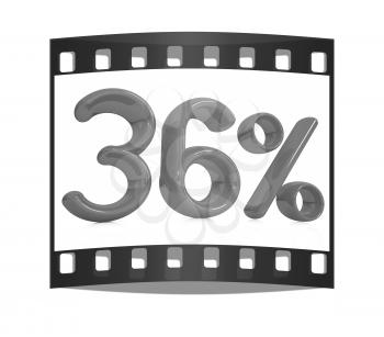 3d red 36 - thirty six percent on a white background. The film strip