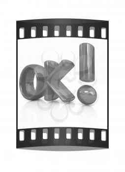 3d redl text OK on a white background. The film strip