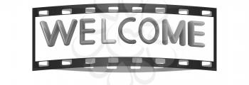 3d colorful text welcome on a white background. The film strip