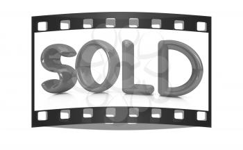 3d red text sold on a white background. The film strip