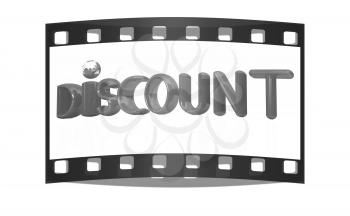 3d metal text discount on a white background. The film strip
