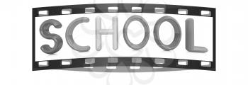 3d colorful text school on a white background. The film strip