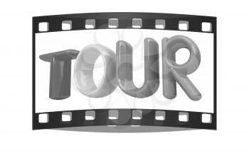 3d colorful text tour on a white background. The film strip