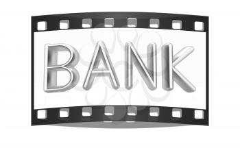 3d metal text bank on a white background. The film strip