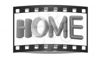 3d colorful text home on a white background. The film strip