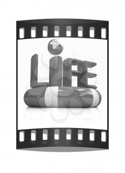Concept of life-saving.3d illustration. The film strip