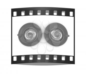 mugs on a white background. The film strip