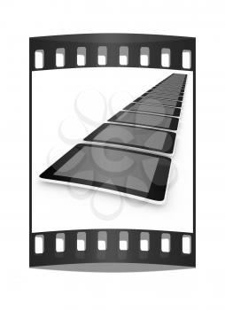 tablet pc on a white background. The film strip