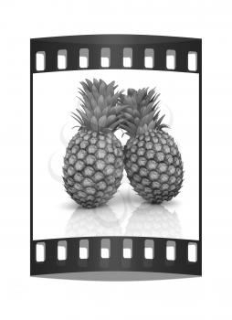 pineapples on a white background. The film strip