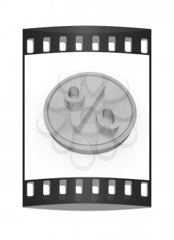 Gold percent coin on a white background. The film strip