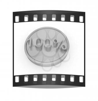 Gold percent coin 100 on a white background. The film strip