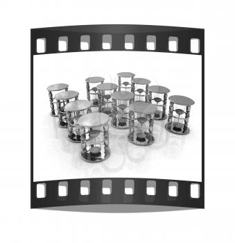 Handglass on a white background. The film strip