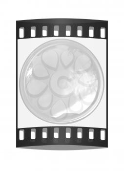 Shiny button isolated on white background. The film strip