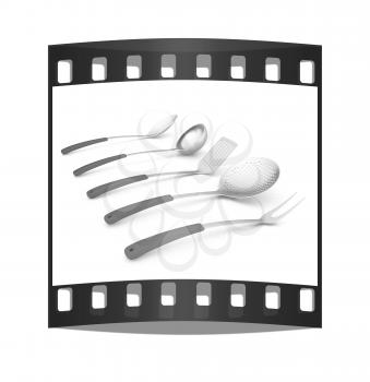 cutlery on a white background. The film strip