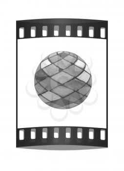 Mosaic ball on white background. The film strip