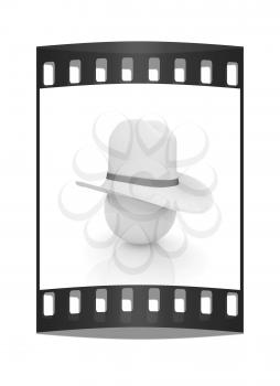 3d white hat on white ball. The film strip