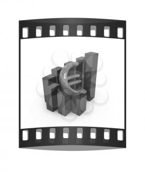 Currency euro business graph on white background. The film strip
