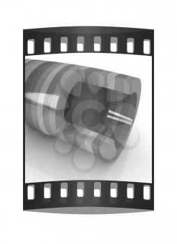 3d colorful abstract cut pipe on a white background. The film strip