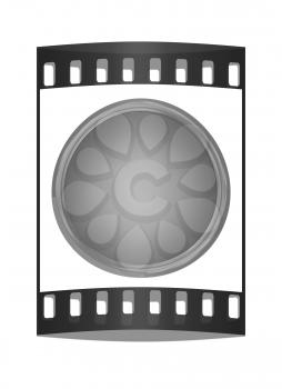 Shiny button isolated on white background. The film strip