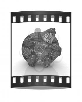 electronic piggy bank on white background. The film strip